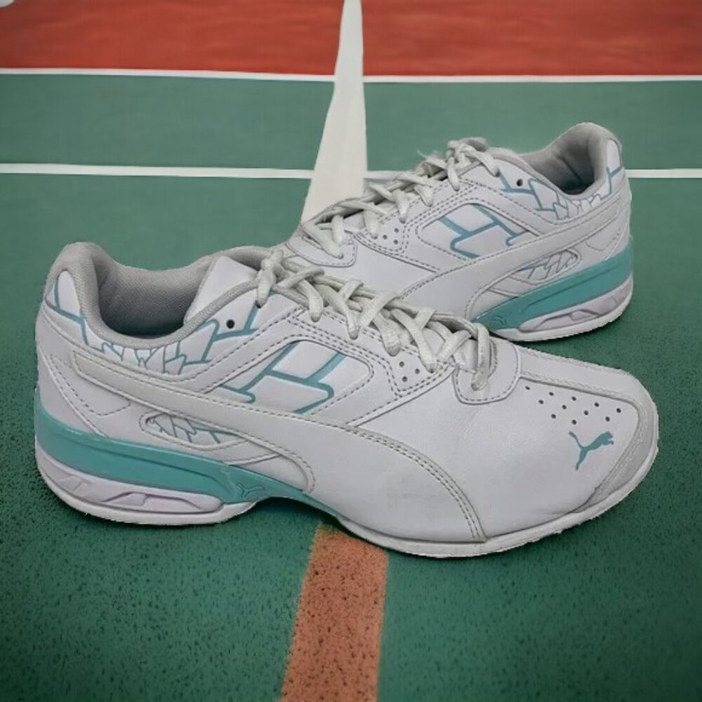 Puma Women's Tazon 6 Graphic Sneakers #193611-03 White/Aruba Blue Size 9